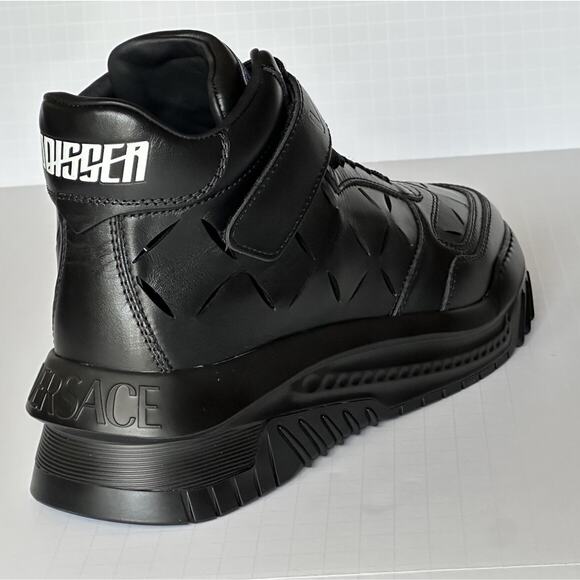 Versace Men\'s Laserata Leather Sneakers Black 11.5 US (44.5) 1008964 NWT $1175 main image 9